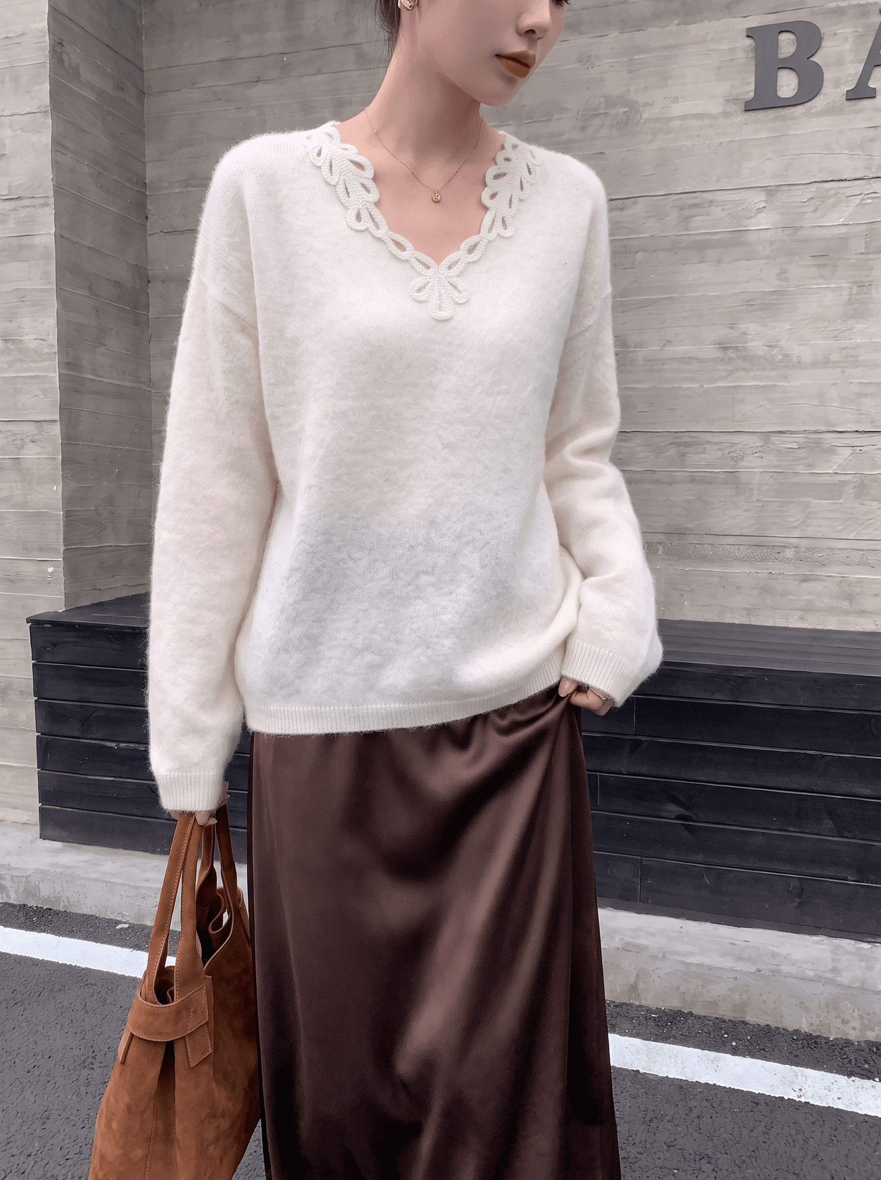SXYSC01991# Autumn/Winter New Gentle V-Neck Knit Top