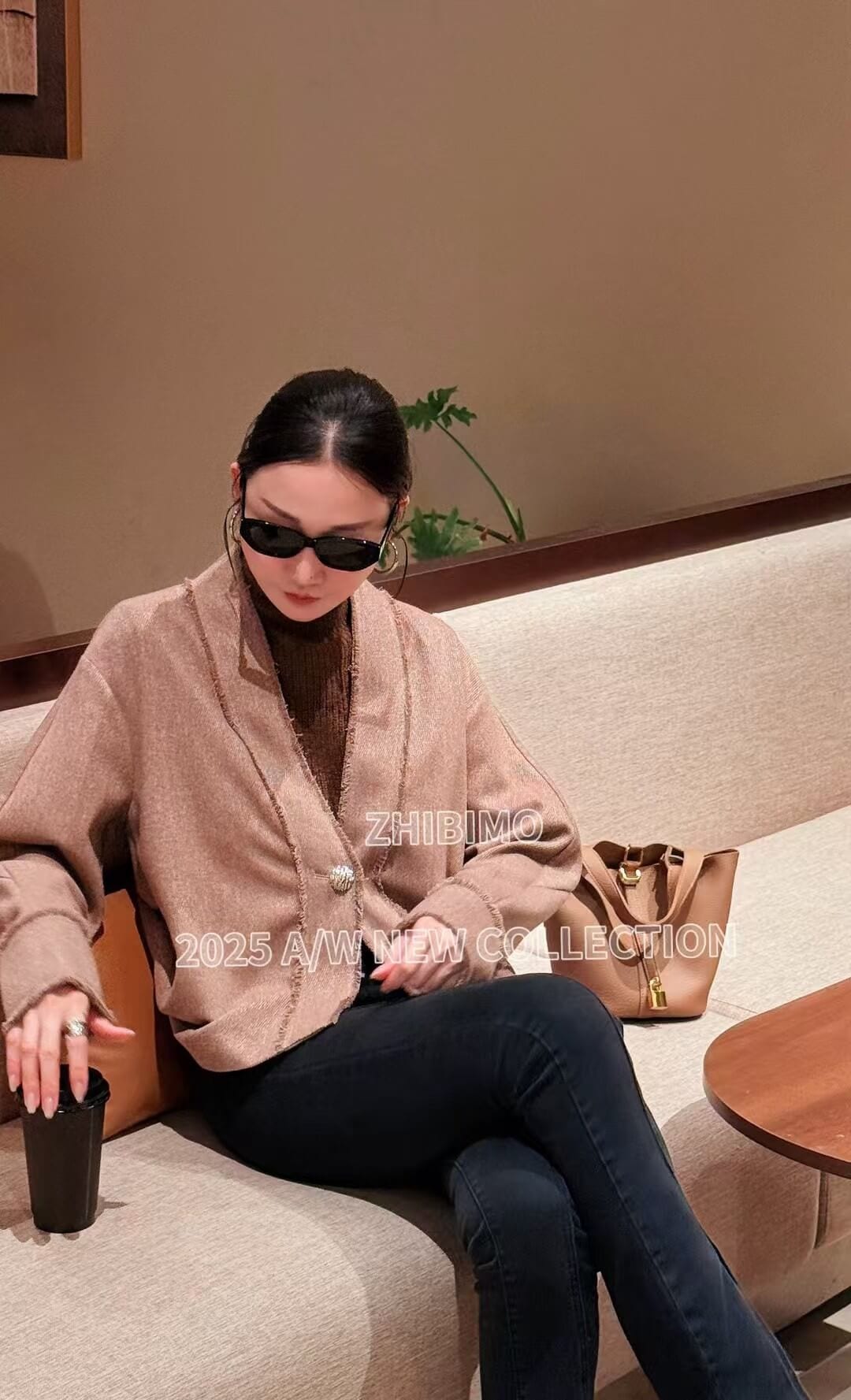 ZBM9196# Autumn Frayed Shawl Collar Cropped Jacket