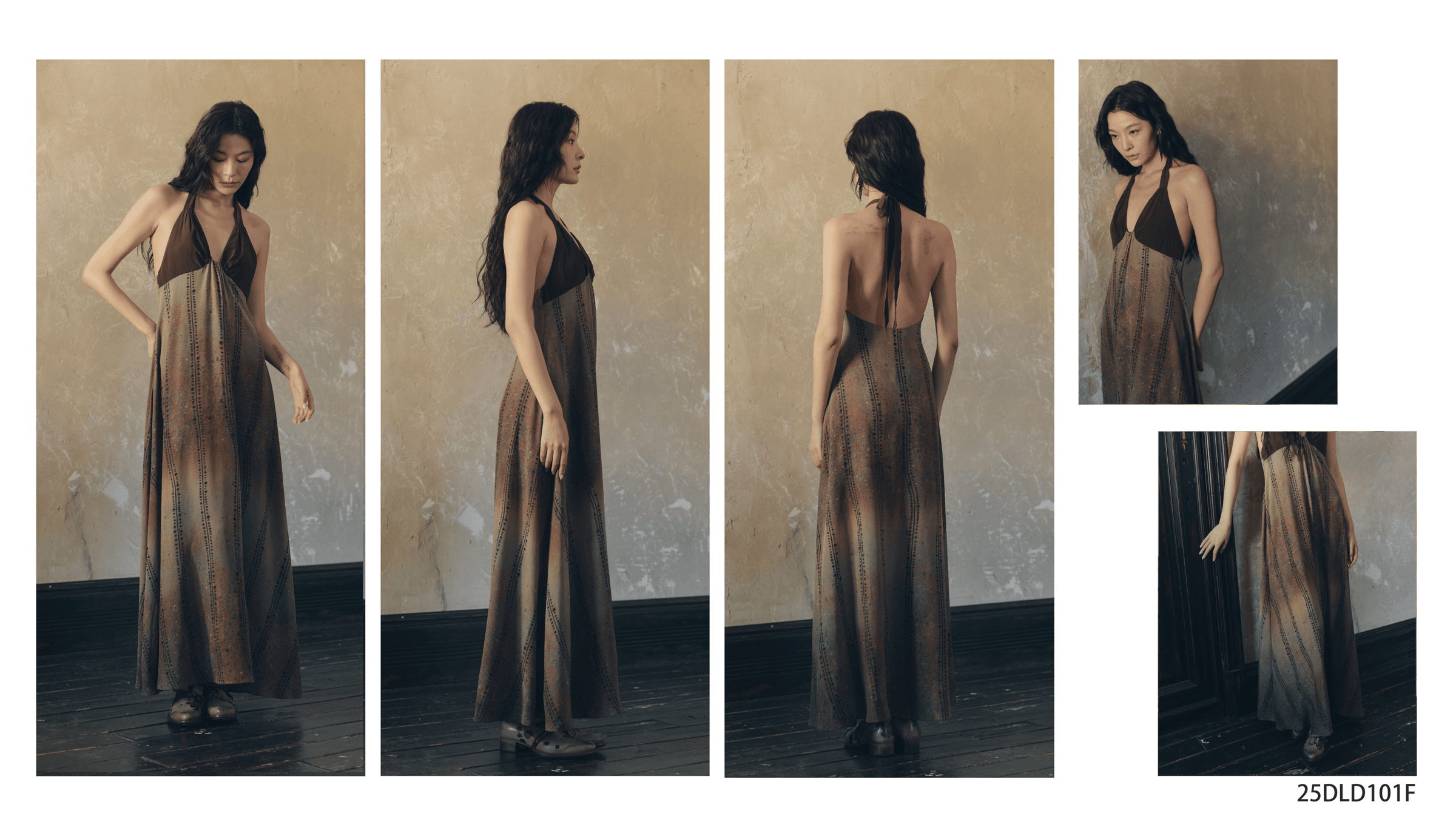 dili brown halter gown detail